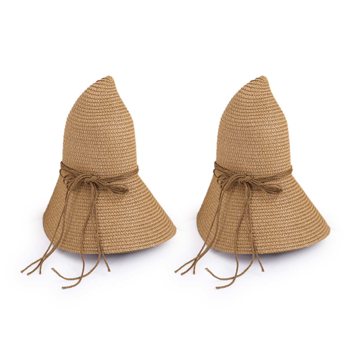 Wholesale Fashion Button Big Eaves Sunscreen Khaki Straw Hat Nihaojewelry display picture 3