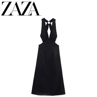 ZAZA 自制欧美风 批发女装 时尚百搭气质 休闲设计镂空刺绣连衣裙