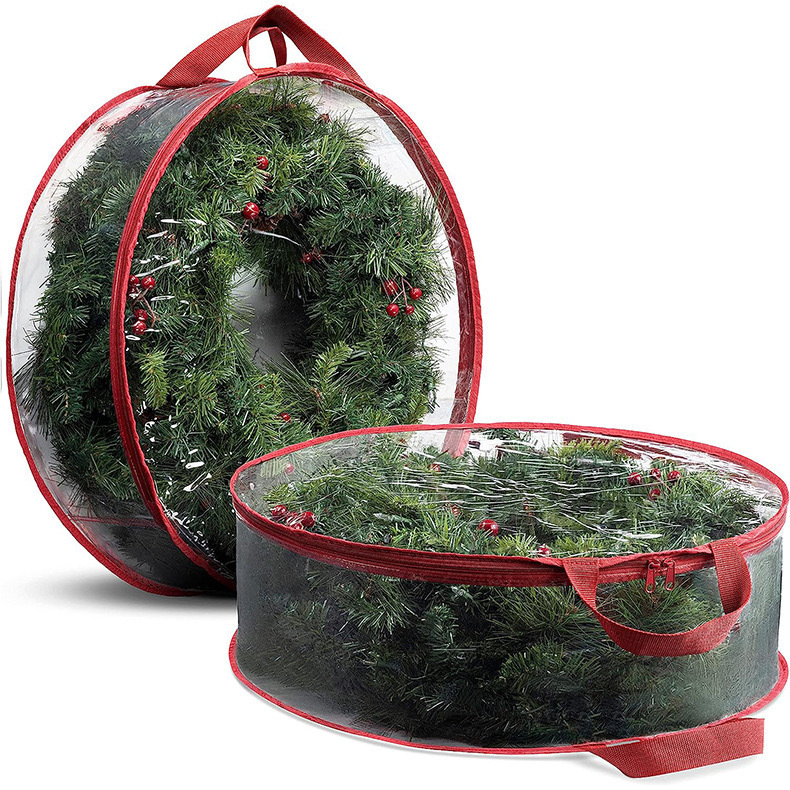 越境貿易用PVCクリスマスリース収納袋 クリスマスリング収納バッグ 丸型収納袋 収納吊り下げ袋|undefined