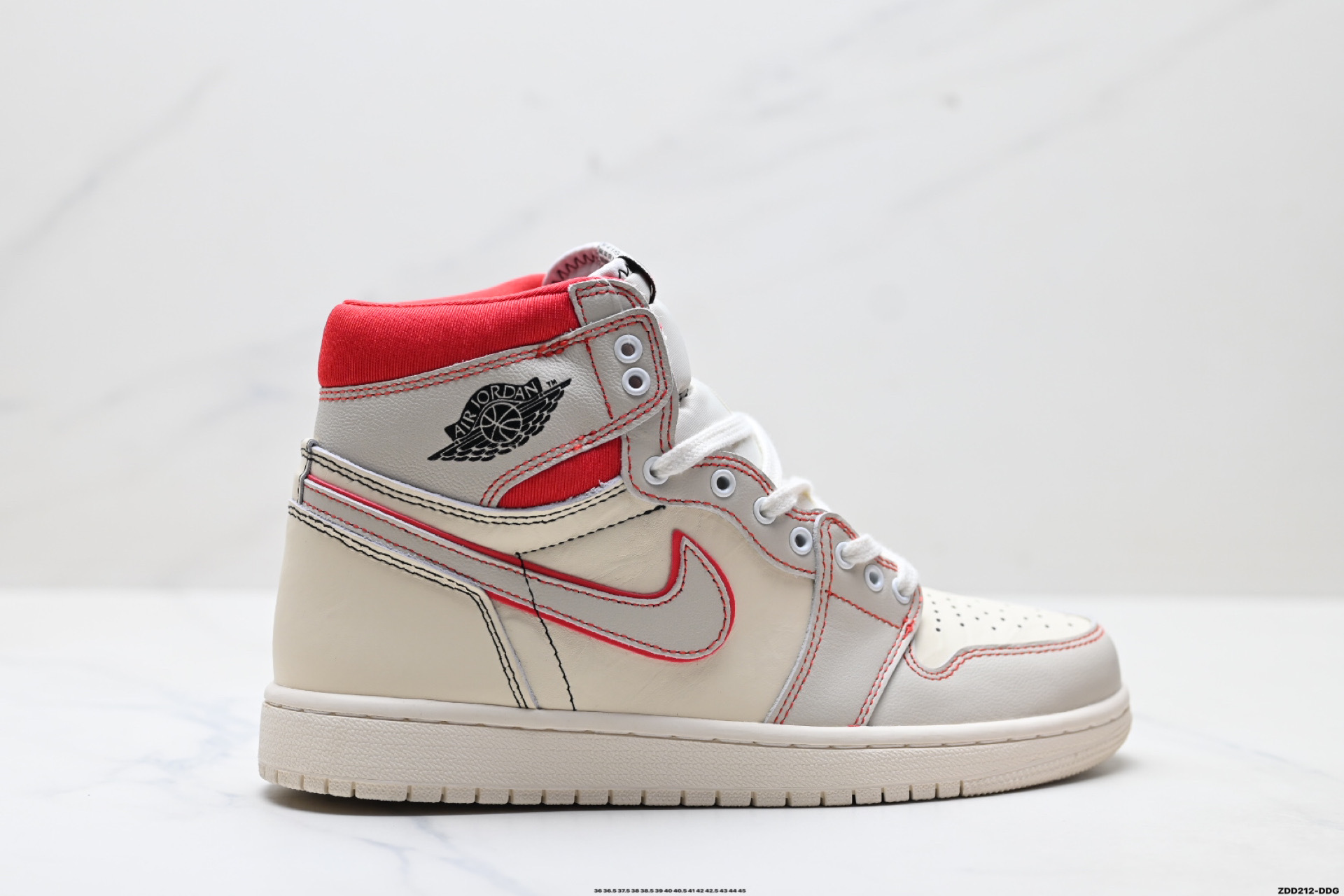 Suministro exclusivo transfronterizo de Putian de zapatillas de baloncesto AJ1 de caña media-alta en color marrón ceniza, negro y puntera roja, calzado deportivo unisex.