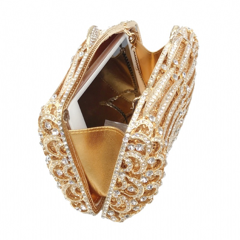 * Nuevo paquete de cena de diamantes transfronterizos caja metálica hueca bolsa de diamantes bolsa de mujer bolsa de vestido de fiesta bolsa de mano