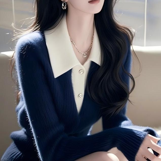 2025早春秋新款针织假两件毛衣女高级感短款小个子修身打底衫上衣|undefined