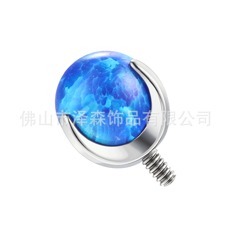 F136 Titanium Three-Claw Opal Tongue Barbell - 5mm Head 12G Thread Body Piercing Jewelry detail image 11