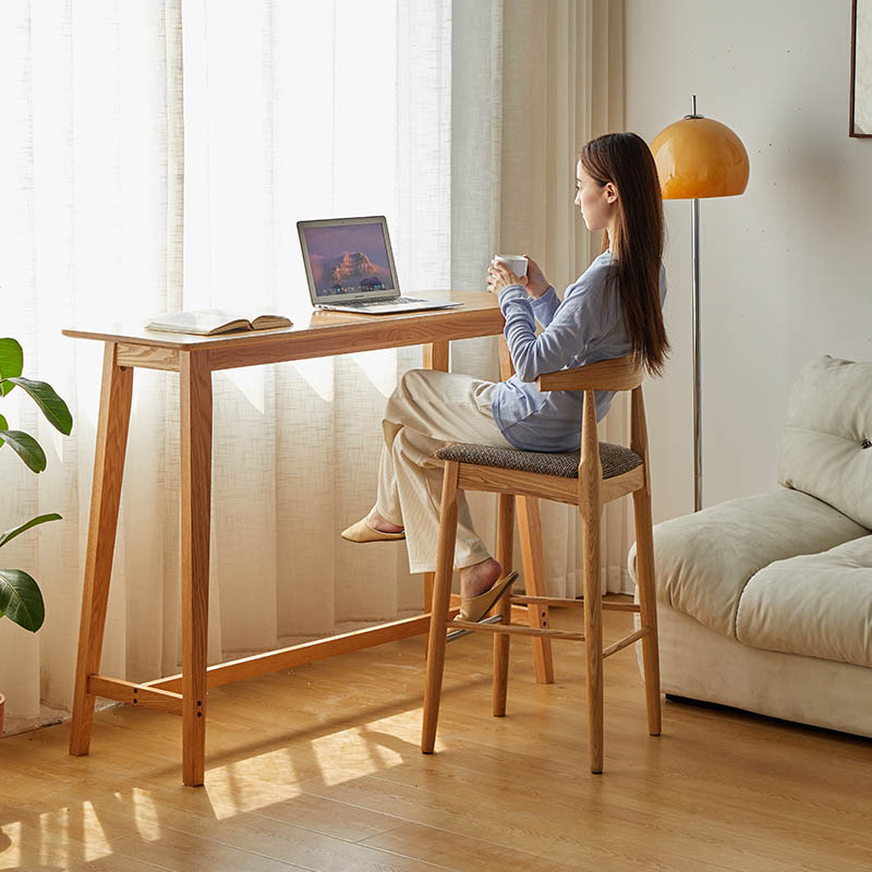 Solid Wood Slate Bar Table Home Balcony Small Narrow Living Room Partition High-Legged Wall Window Movable Long Table