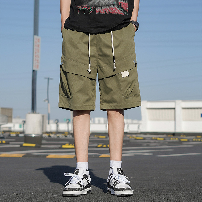 Pantalones cortos de herramienta de moda para hombres, guapo estilo de puerto, pantalones casuales de cinco puntos largos, pantalones cortos de hombre, pantalones medianos