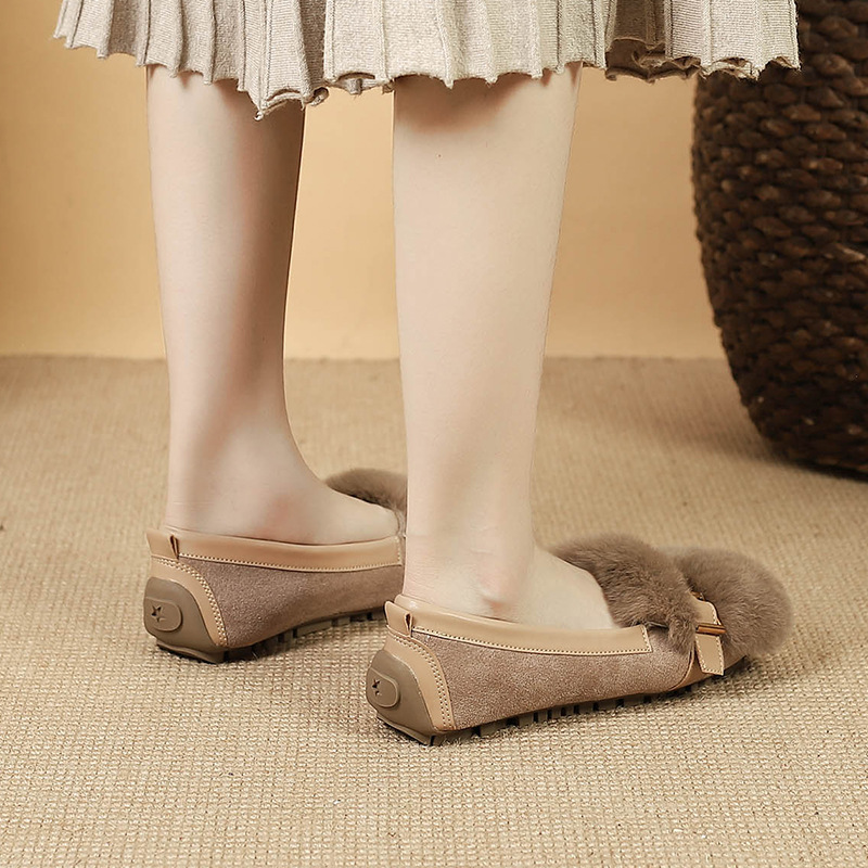 2023 invierno nuevos zapatos de felpa plana forrada de lana tods de moda todo juego más tamaño zapatos de mujer Otoño e Invierno 41-43 image 4