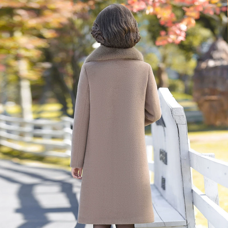 Velvet demi-season coat for mother, jacket, city style, plus size