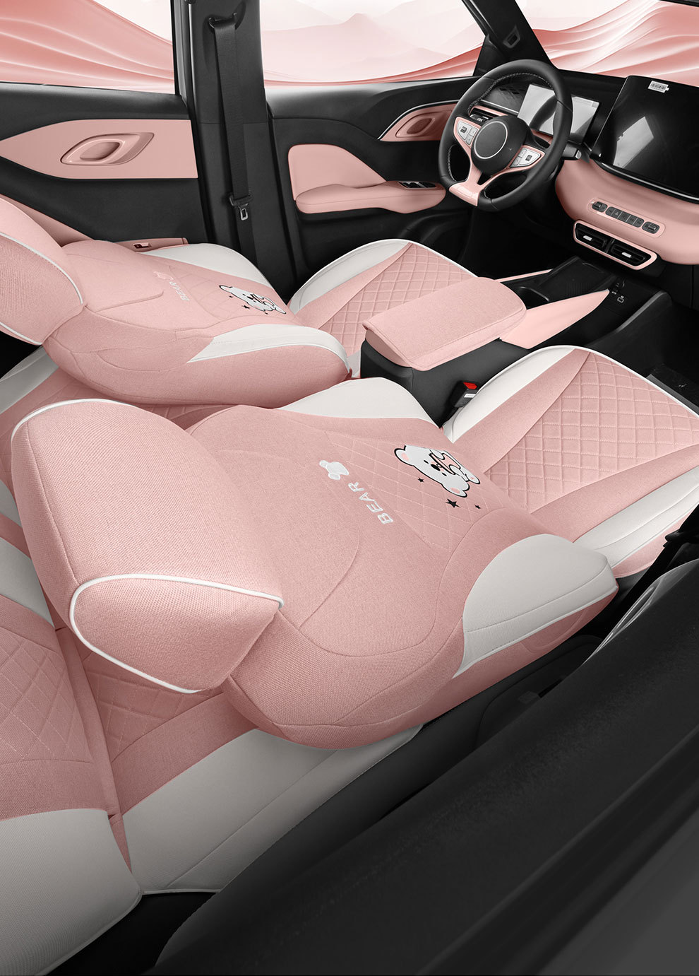 Byd Seagull 26 Models Special Linen Car Seat Covers, All-Season Breathable Seat Cushions, Full Fabric Seat Covers