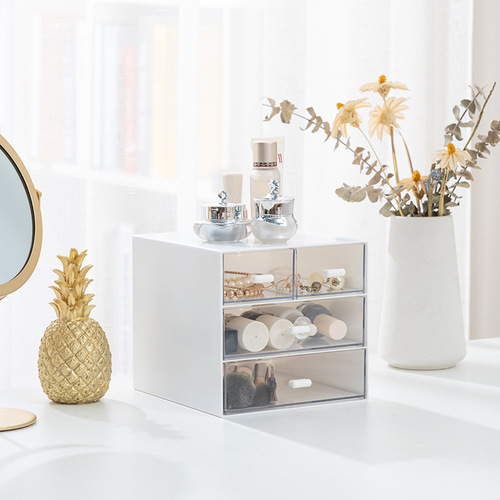 Desktop transparent drawer-style makeup box office document storage organizer bedroom study stackable combo storage cabinet