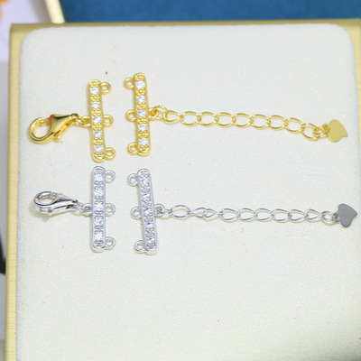 DIY parts S925 Sterling Silver Pearl Necklace Bracelet clasp Three-breasted Beading Closeout Buckle link Material Science