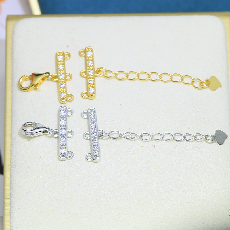 DIY parts S925 Sterling Silver Pearl Necklace Bracelet clasp Three-breasted Beading Closeout Buckle link Material Science