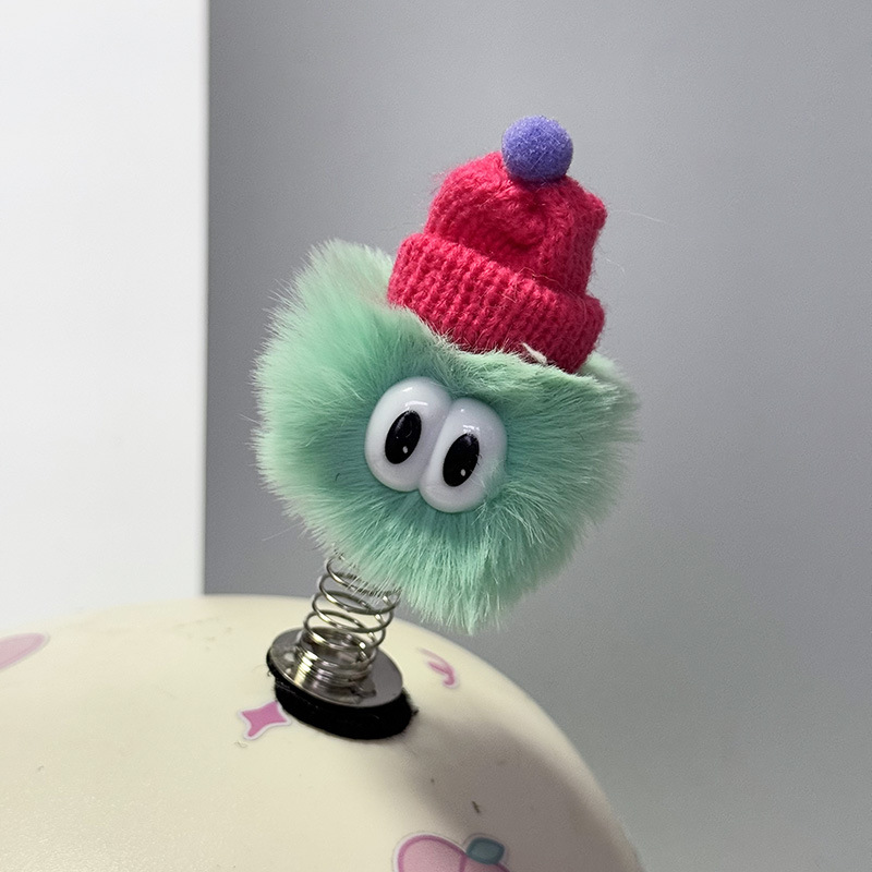 Diàndòngchē Electric Car Spring Decoration Colorful Cute Doll Helmet Decor (Auto Parts and Accessories) - spring-red-hat-green