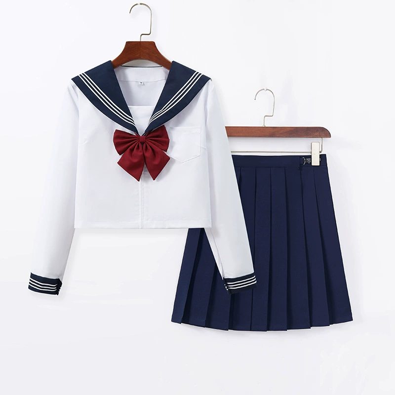 Производитель поставляет белый воротник с тремя jk униформа юбка набор с длинными рукавами