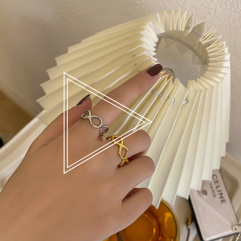 Korean personality hollow ring niche design sense geometric open ringpicture8
