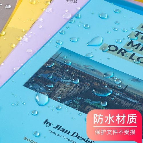 L-shaped folder with thickened single-page cover A4 file bag colorful transparent exam storage office document file set factory
