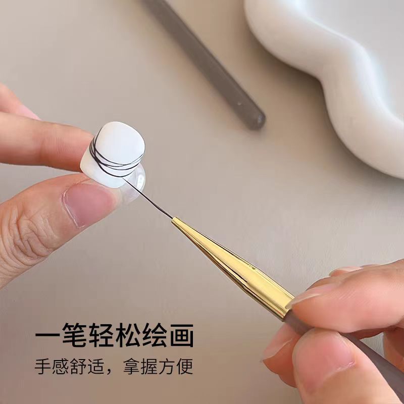 新款美甲加长格纹笔极细长拉线勾线画花线条笔初学者美甲套装工具|undefined