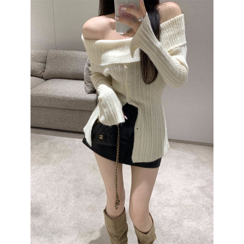 Women's Slim Short Lazy Long Sleeve Knit Pullover Sweater Image 1