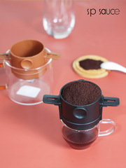 SP SAUCE Coffee Filter Cup Stainless Steel Coffee Filter Drip-Down Filter Double-Sided Pour-Over Cup