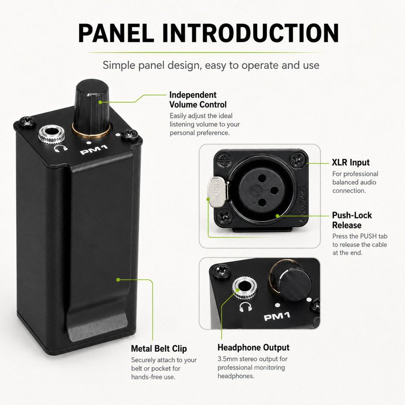 Stereo Headphone Amplifier, Portable Monitoring Amp, Single-Channel Xlr to 3.5mm Audio Converter