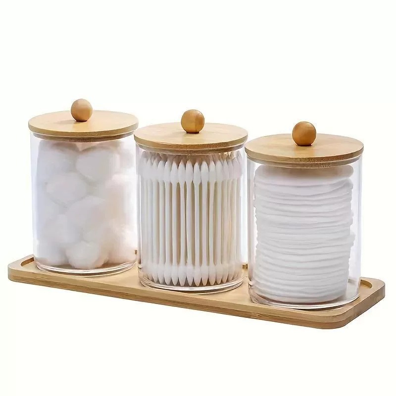 [Combinación gratuita exclusiva] caja de almacenamiento de algodón, tanque de almacenamiento de algodón, caja de almacenamiento de acabado de cosméticos del baño image 4