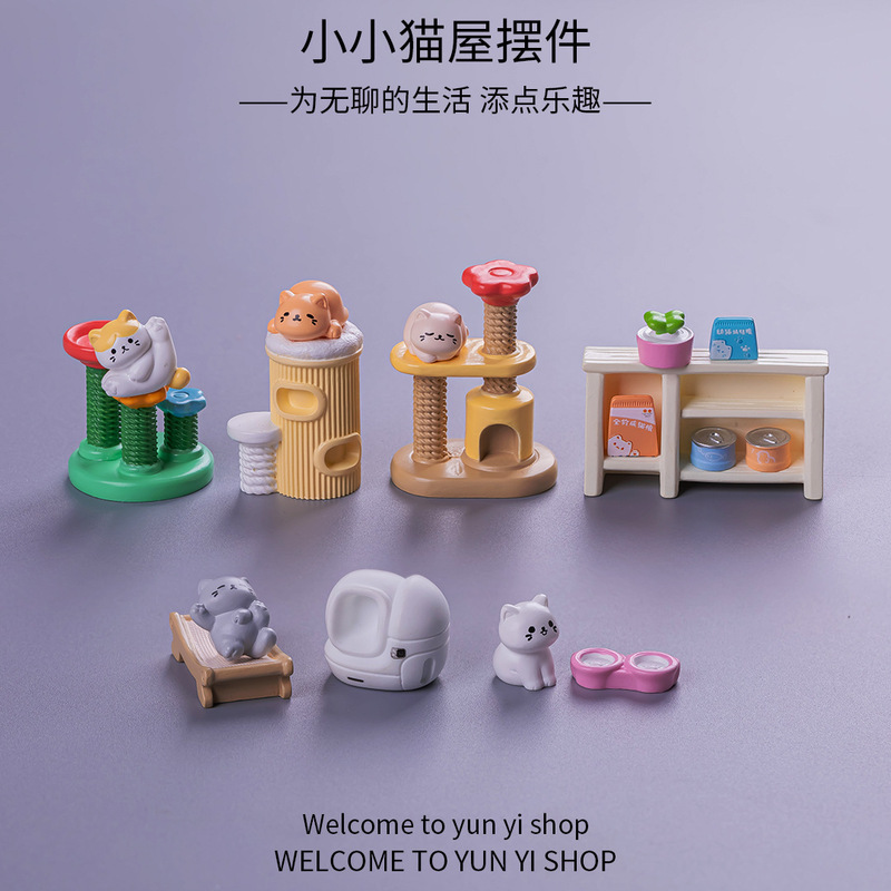 Micro Landscape Creative Cute Little Cat House Kitten Doll Blind Decoration Accessories Car Desktop Ornaments Wholesale Micro Landscape Creative Cute Little Cat House Kitten Doll Blind Decoration Accessories Car Desktop Ornaments Wholesale