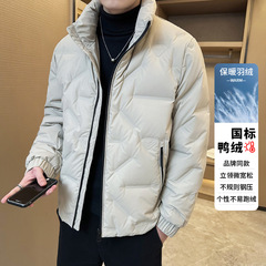 专柜男士新国标羽绒服短款2025冬季立领青中年加厚保暖灰鸭绒外套