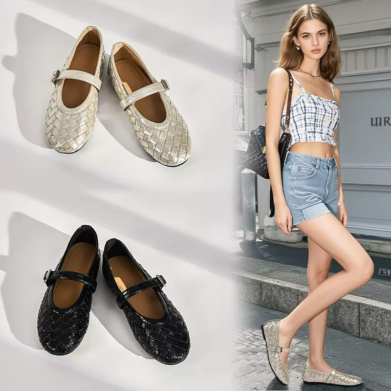 头层羊皮鞋垫玛丽珍鞋女2025秋季新款休闲时装真皮单鞋浅口时装鞋