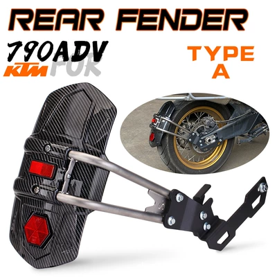 Suitable for Dongfeng 800Mt Duke790Adv Motorcycle Modified Rear Wheel Fender with Reflector (Motorcycle exhaust pipe) - car-pattern-bezel-silver-bracket