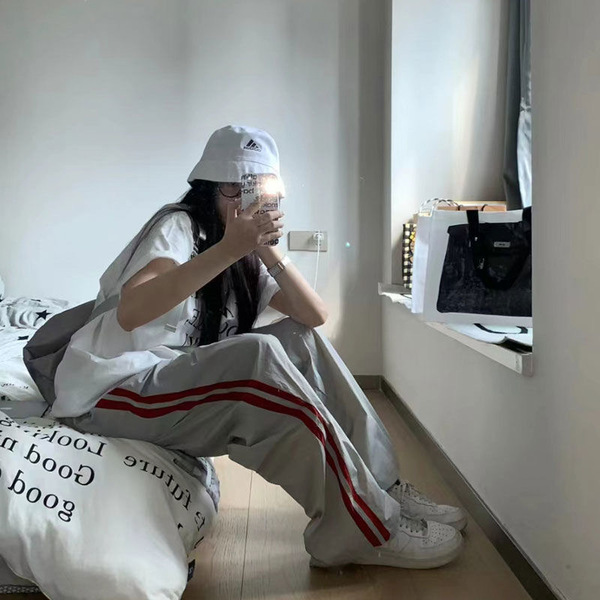 Cross-border Striped Sports Pants Women's Spring and Autumn 2025 New Foreign Trade Loose Men's and Women's Casual Thin Work Pants Ins