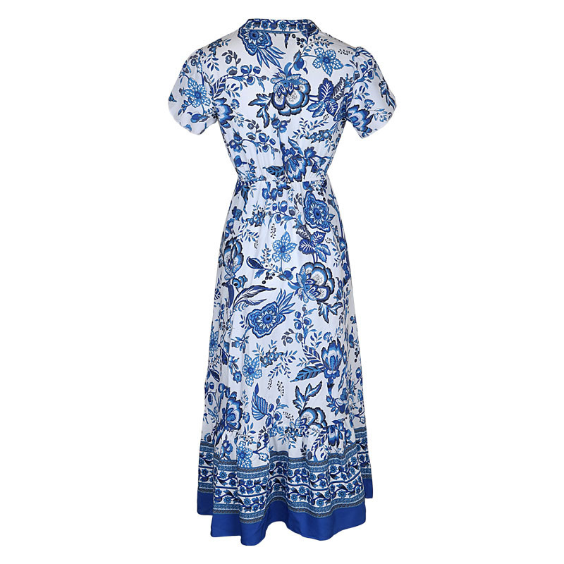 Printing Pattern Summer Season Women's Gender Printing Design Simple Style Style Wholesale Women's Simple Style Printing Printing Travel V Neck Short Sleeve Regular Dress