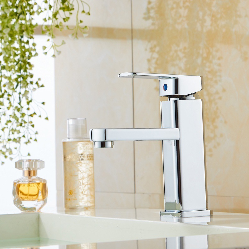 All-Copper Single-Hole Basin Faucet Bathroom Hot and Cold Water Mixing Valve Washbasin Single Cold