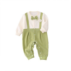 嬰幼兒春秋連體衣熊貓背帶哈衣新生兒長袖衣服秋季男女寶寶爬爬服