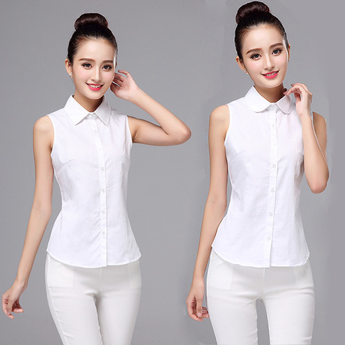 2025 chiffon shirt sleeveless shirt spring and summer Korean women's all-matching basic professional shirt vest new fake collar