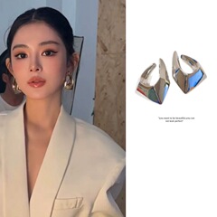 欧美铜合金几何夸张大耳环电镀18K金时髦冷淡风极简耳钉耳饰品