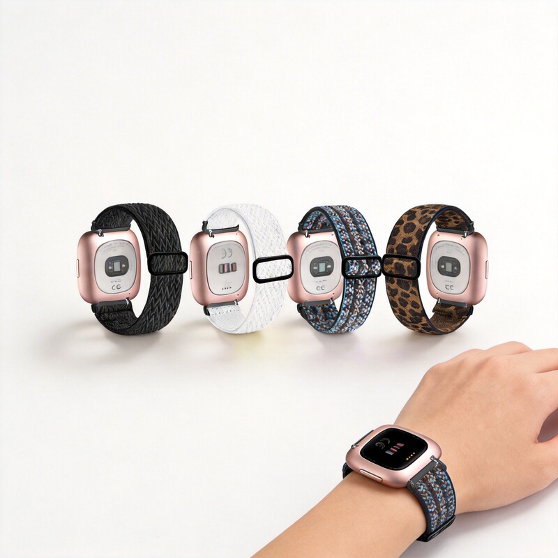 Fit watch Strap fitbit versa Stretch Nylon Braided Wavy Replaceable watch Wristband