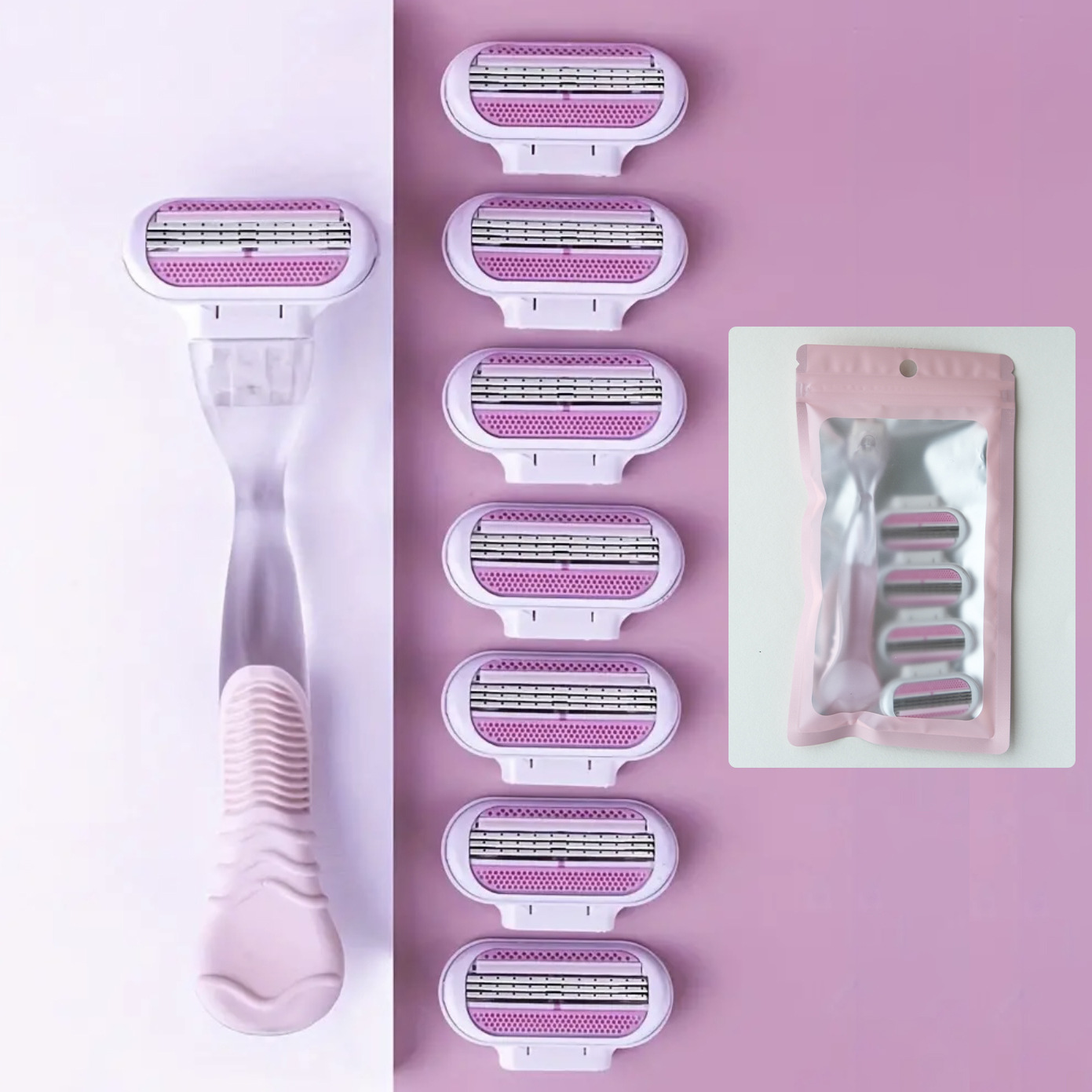 3-Layer Blades ladies manual shaving knife 3-layer blade replaceable head [self-sealing bag packaging]]