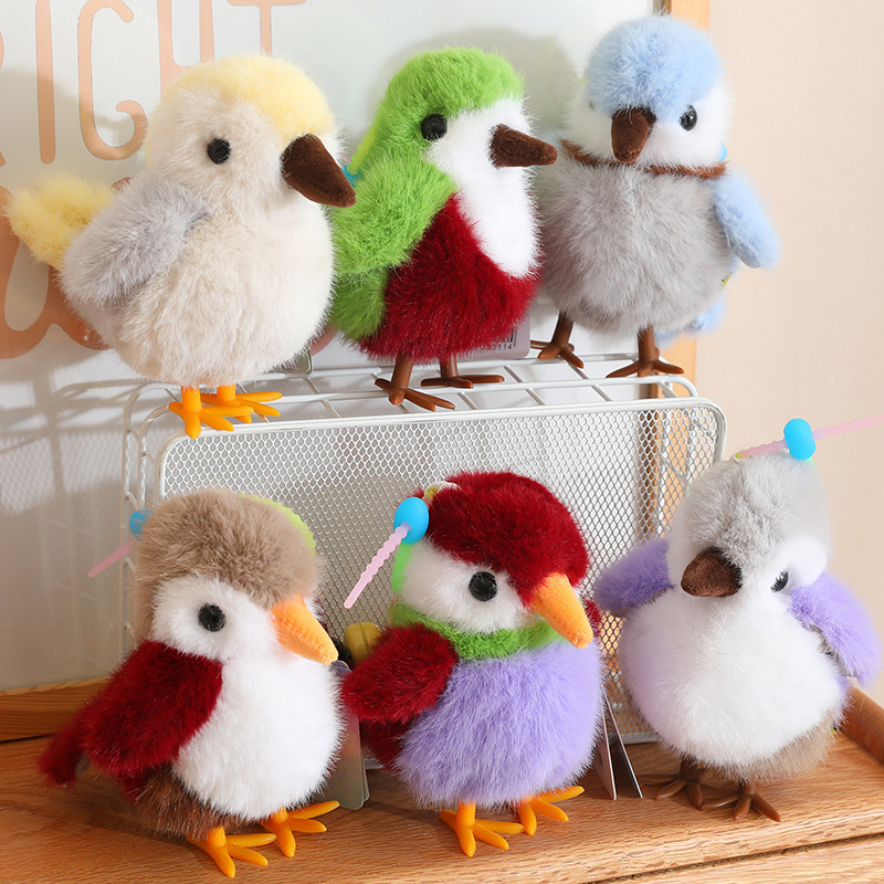 Muy bebé simulación pájaro tetas muñeca suave loro lindo llavero colgante campana regalo bolso accesorios