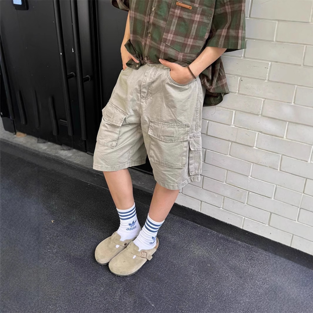 American Retro Multi-Pocket Tooling Shorts Men's Summer 2025 New Casual Loose Washed Straight Pants