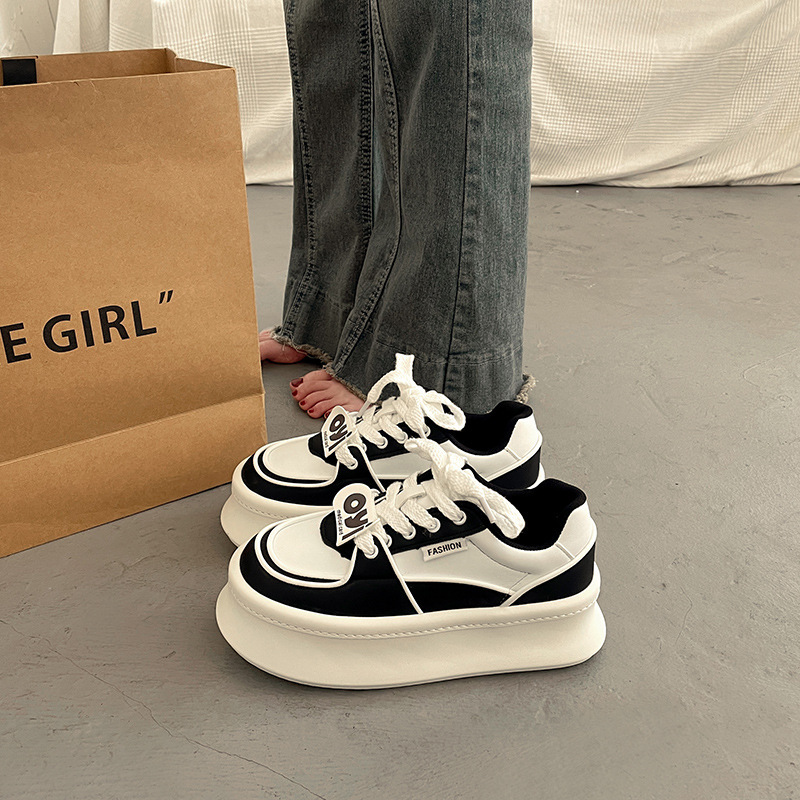 松糕厚底小白鞋女百搭小众板鞋2025新款爆款春秋季增高休闲运动鞋