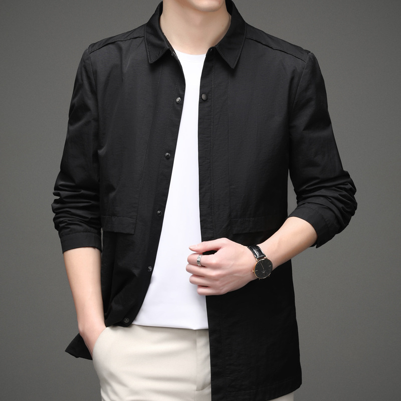 Middle-aged men's windbreaker spring new business casual school to overcome thin single-breasted jacket men's jacket wholesale