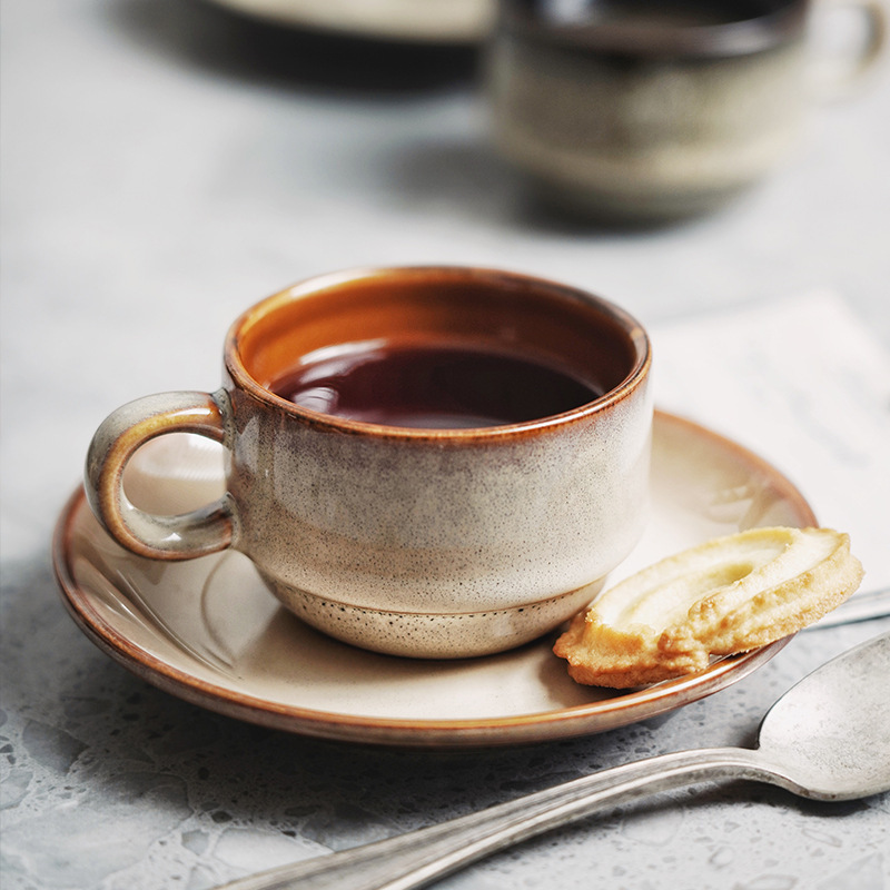 Kilno transfronterizo de tazas de café de cerámica plato conjunto de tazas de regalo de acompañante creativo taza de té de la tarde taza de café