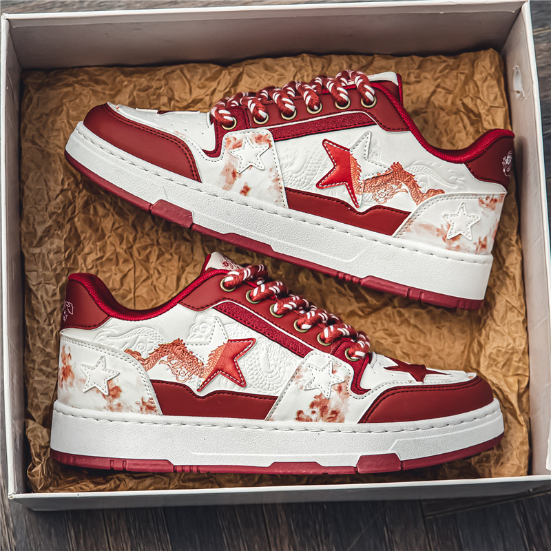 2024 Herbst neue Herren Drachenjahr Leder geprägte Drachenbrettschuhe Jugendstudenten trendige Schuhe Live-Sport Herrenschuhe_voghion.com