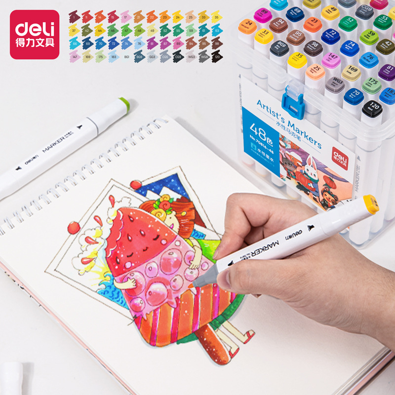 Deli 70816 Serie 12/48/60/80 color marcador acuarela pluma estudiante niños arte pintura