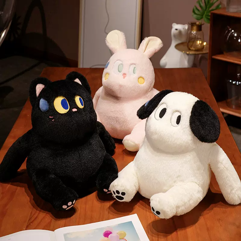 可爱卡通大眼流汗系列毛绒公仔猫咪小狗兔子玩偶儿童礼物现货立发