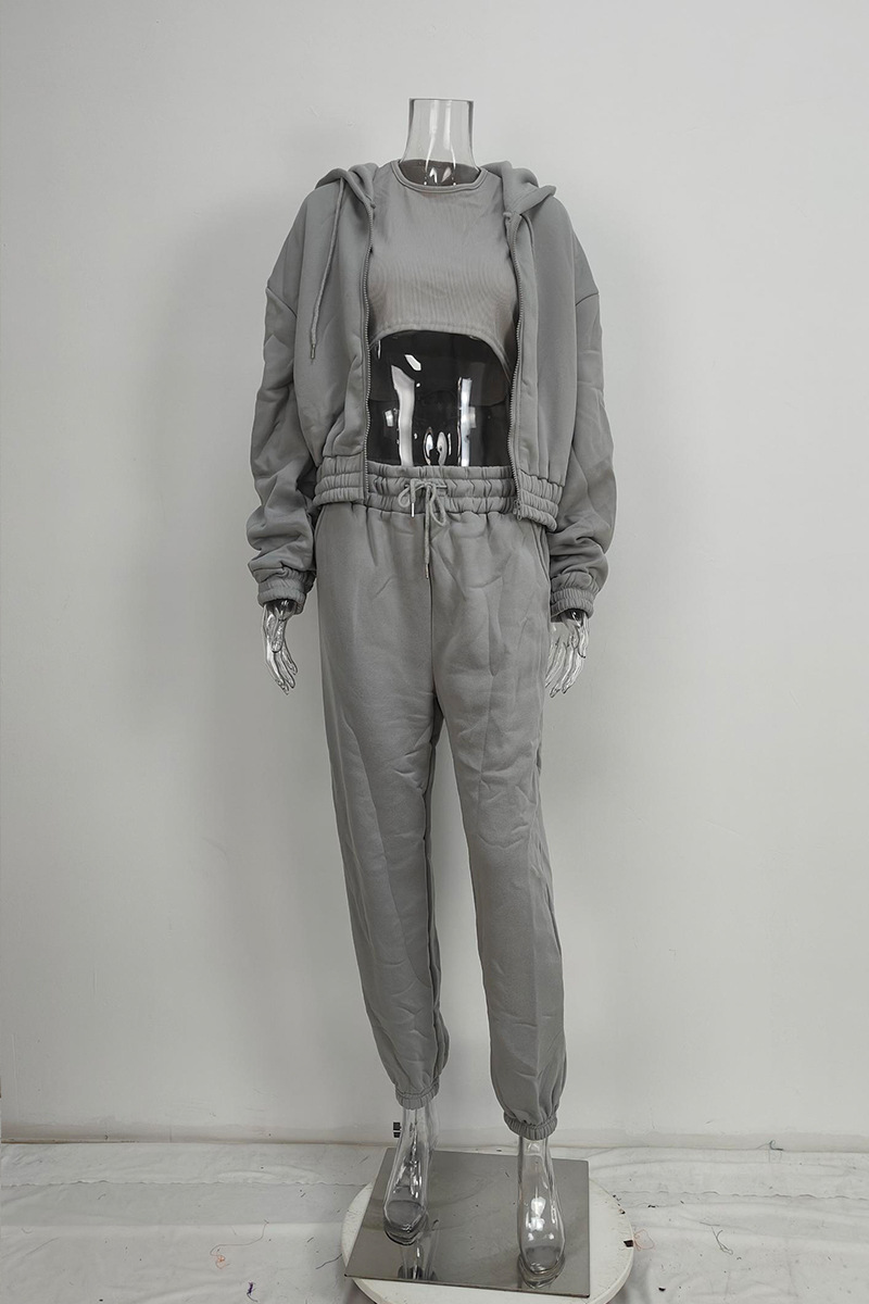 2026 New Spring Women's Clothing European And American Outfit Solid Color Hooded Sweatshirt Casual Fashion Sports Set_ecoleips.com