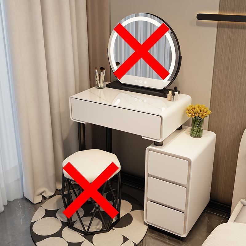 H5-화이트 60 테이블 + 캐비닛(스툴 없음, 거울 없음)