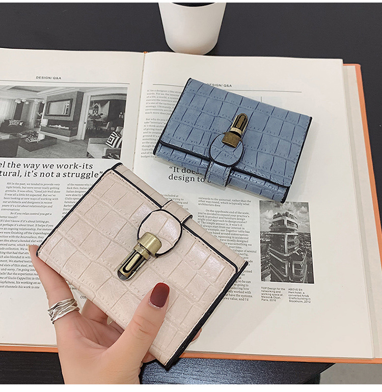 Wholesale Wallet Female Short 2021 New Korean Lock Crocodile Pattern Three-fold Wallet Wholesale display picture 75