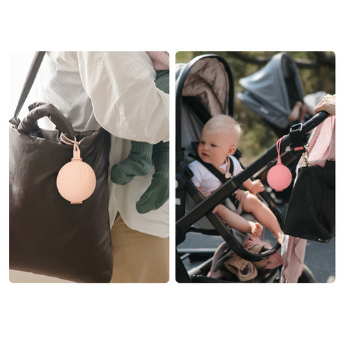 Portable anti-falling pacifier storage bag dustproof lanyard silicone pacifier box baby soothing smiley face storage box