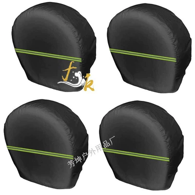 Rvs, 4-Piece Set of Tire Covers — Spare wheel cover - 19-22inch-diameter-4858thickness-29cm-420d-black-reflective-strips