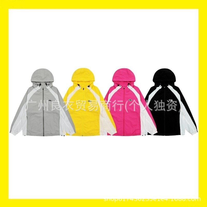 Cross-Border Niche Brand Cort Alcatraz Patchwork Functional Windbreaker Softshell Unisex Hooded Jacket Set